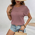 Hollow-out lace patchwork short sleeve