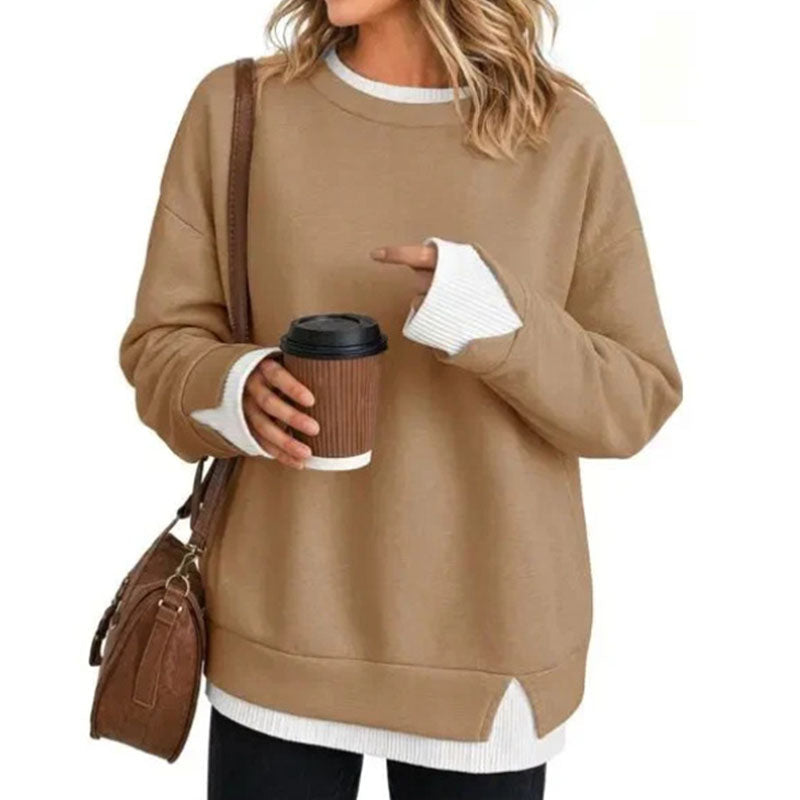 Casual crew-neck long-sleeve sweatshirt