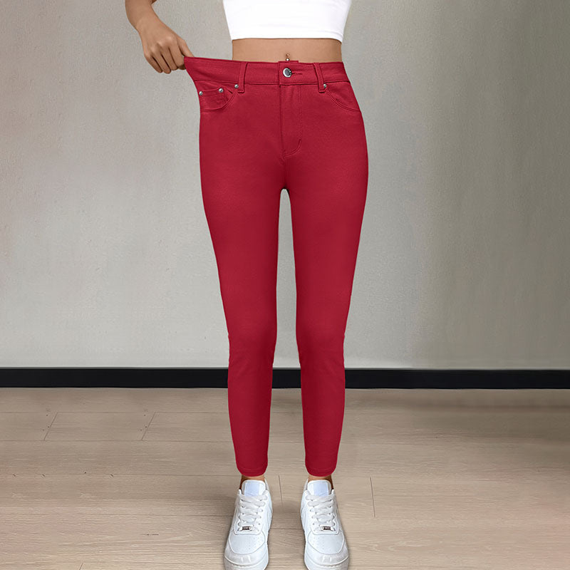 High-waisted stretchy skinny jeans