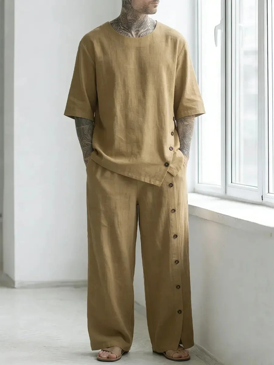 Men's Linen Shirt and Pants Set