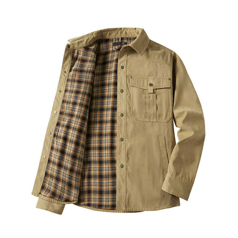 Men's plaid lined work jacket