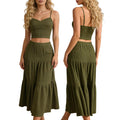 Heart-shaped neckline textured camisole top and long skirt set