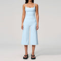 Slim-fit crew-neck tank top and cropped pants sportswear set