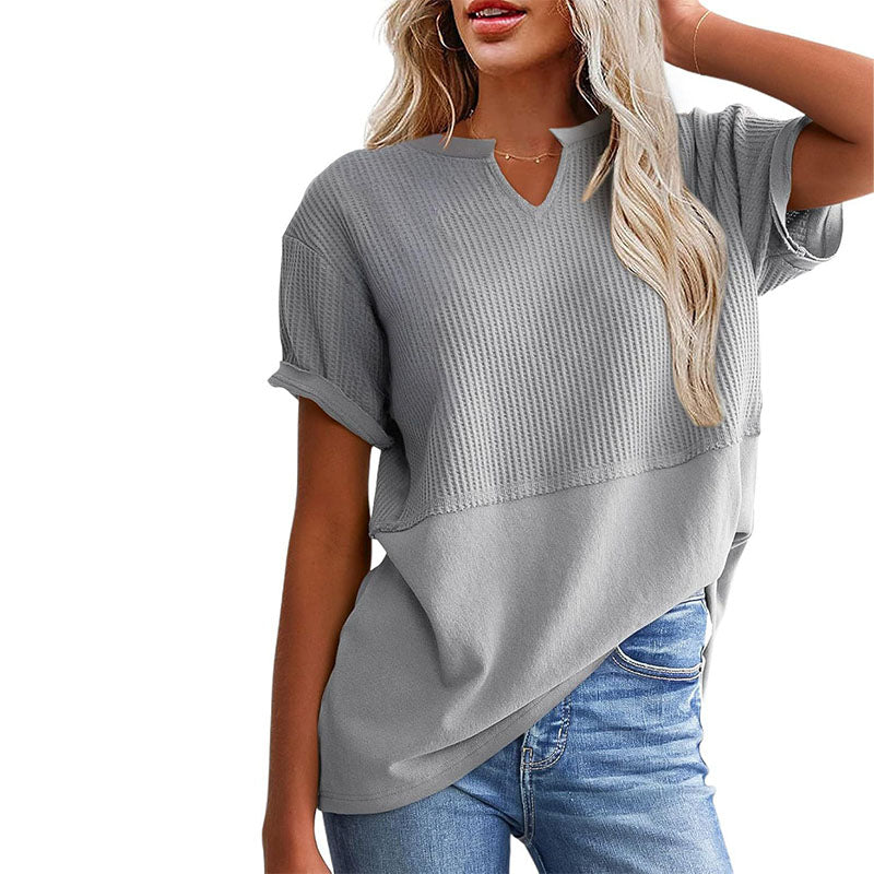 Short Sleeve V Neck Casual Top