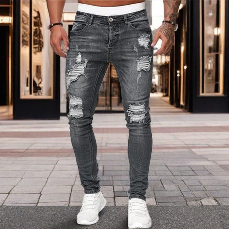 Men's Hip-Hop Skinny Ripped Jeans