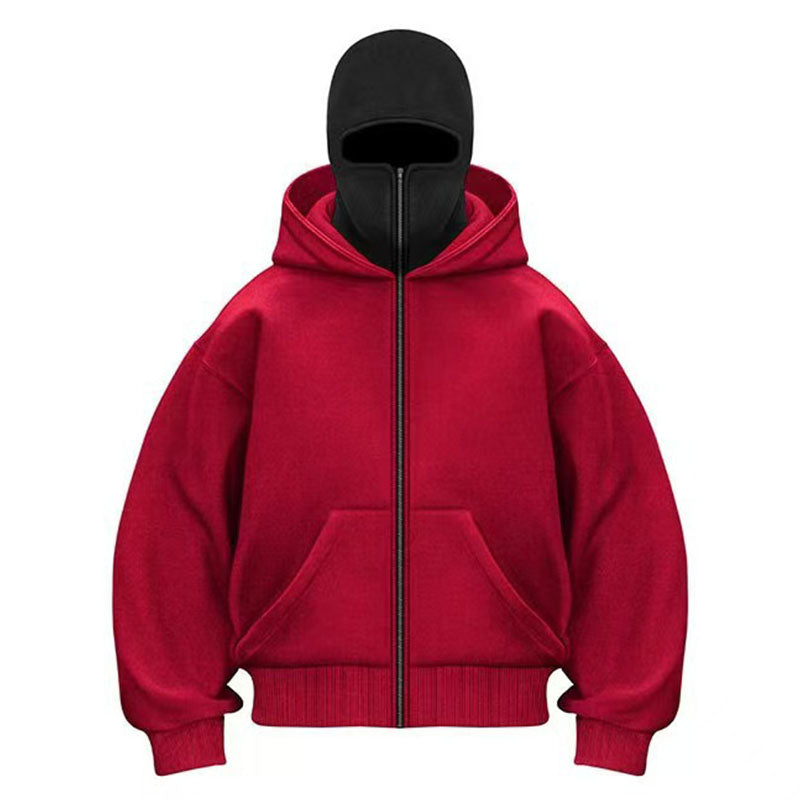 Face mask zip-up hooded jacket