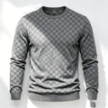 Checkered Jacquard Crew Neck Mens Sweater