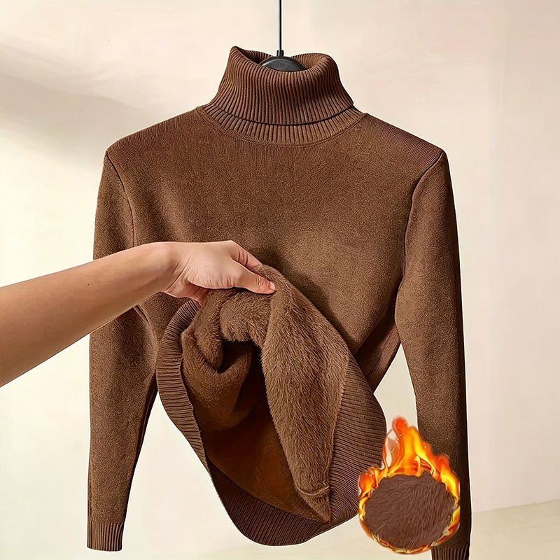 Fleece-lined high-neck knit top
