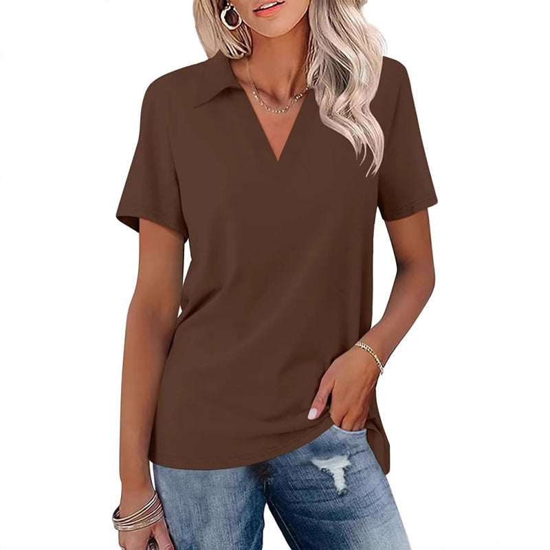 V-neck short-sleeve polo shirt