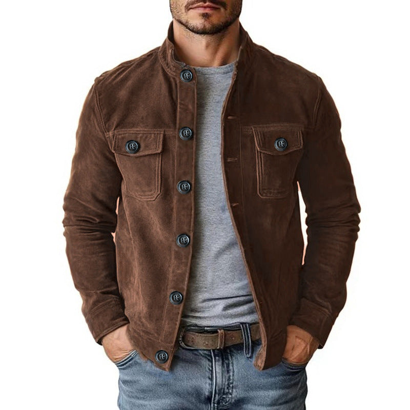 Men's stand-up collar retro work jacket