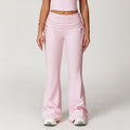 Fold-over high-waisted slight-flare athletic pants