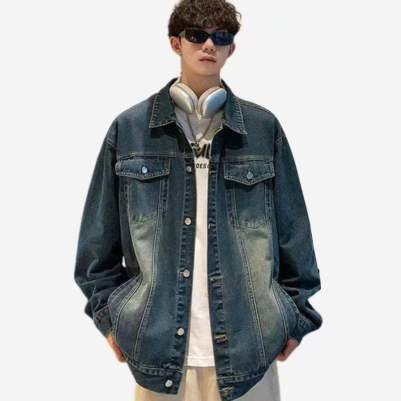 Loose Fit Button Front Denim Jacket