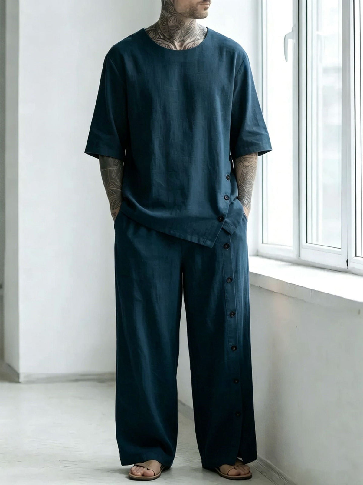 Men's Linen Shirt and Pants Set