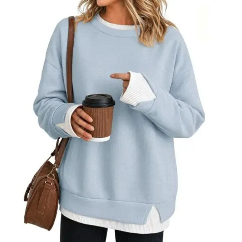 Casual crew-neck long-sleeve sweatshirt