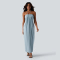 Draped, form-fitting halter maxi dress