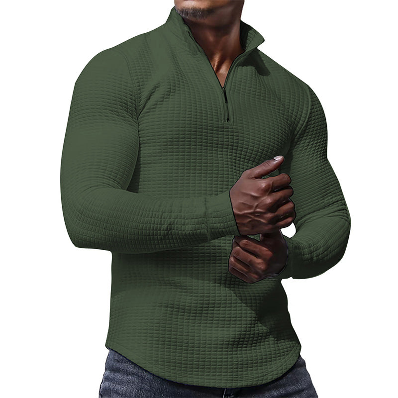 Men's Plaid Quarter-Zip Sweatshirt