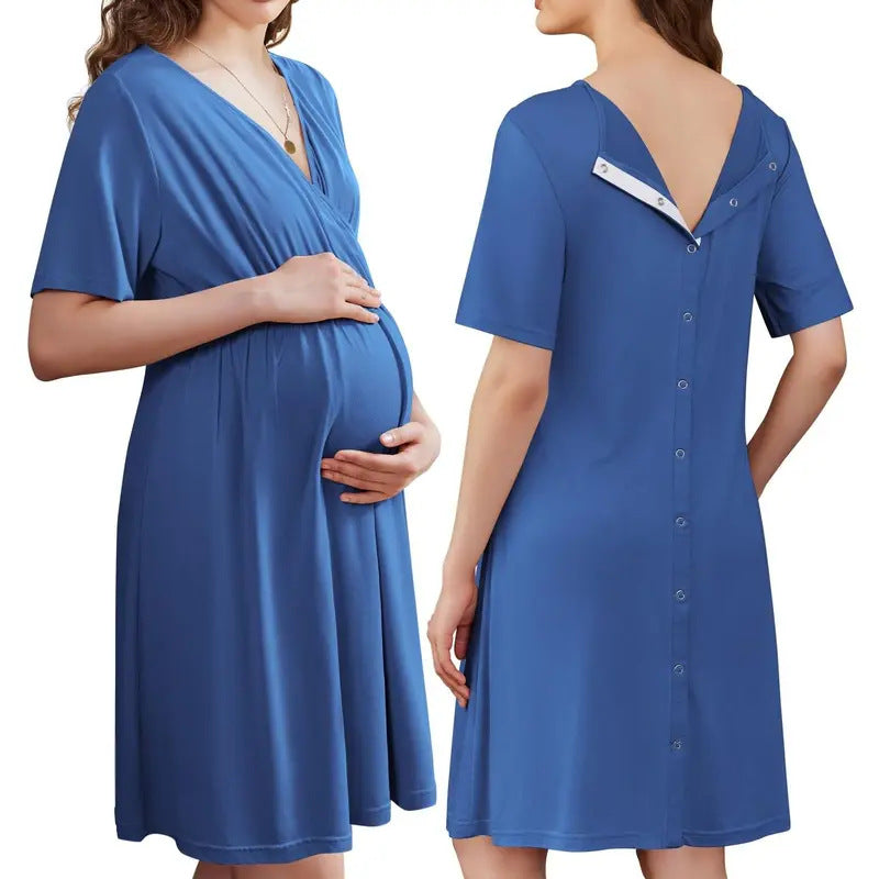 Button Back Maternity Breastfeeding Dress