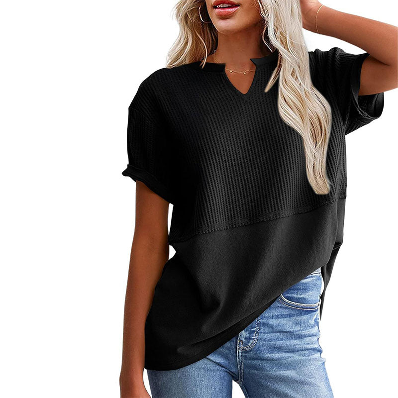 Short Sleeve V Neck Casual Top