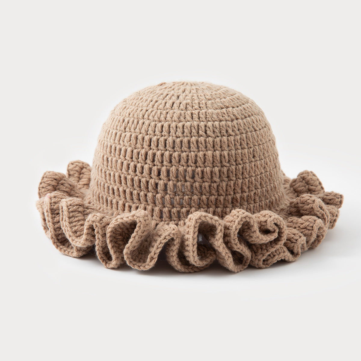 Multi-layered ruffled hand-crocheted hat