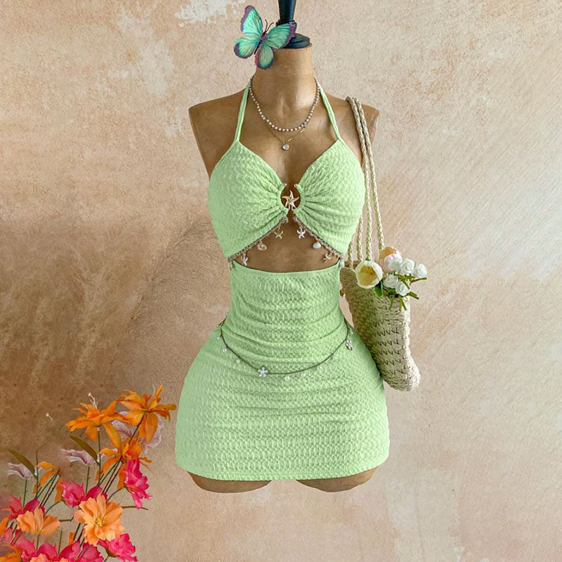 Textured cutout beach-style dress