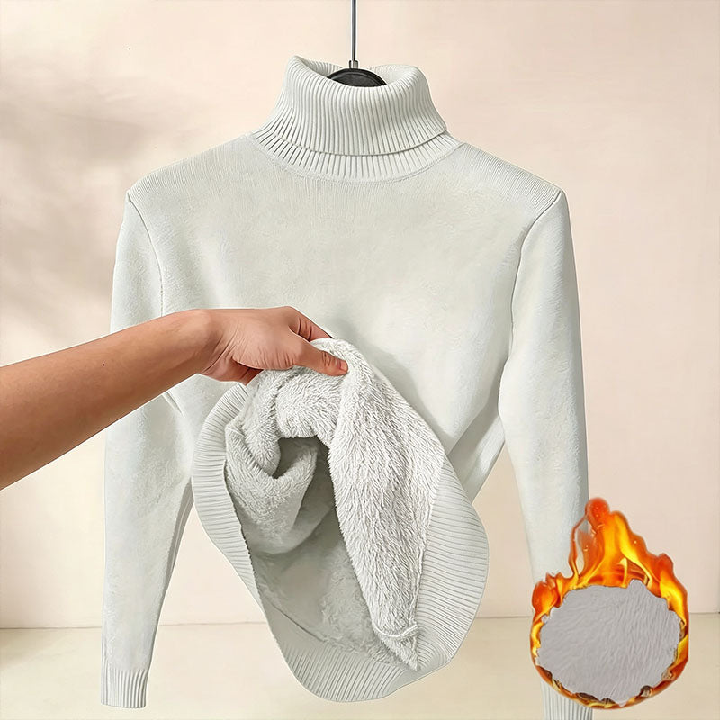 Fleece-lined high-neck knit top