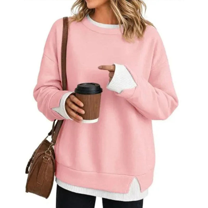 Casual crew-neck long-sleeve sweatshirt