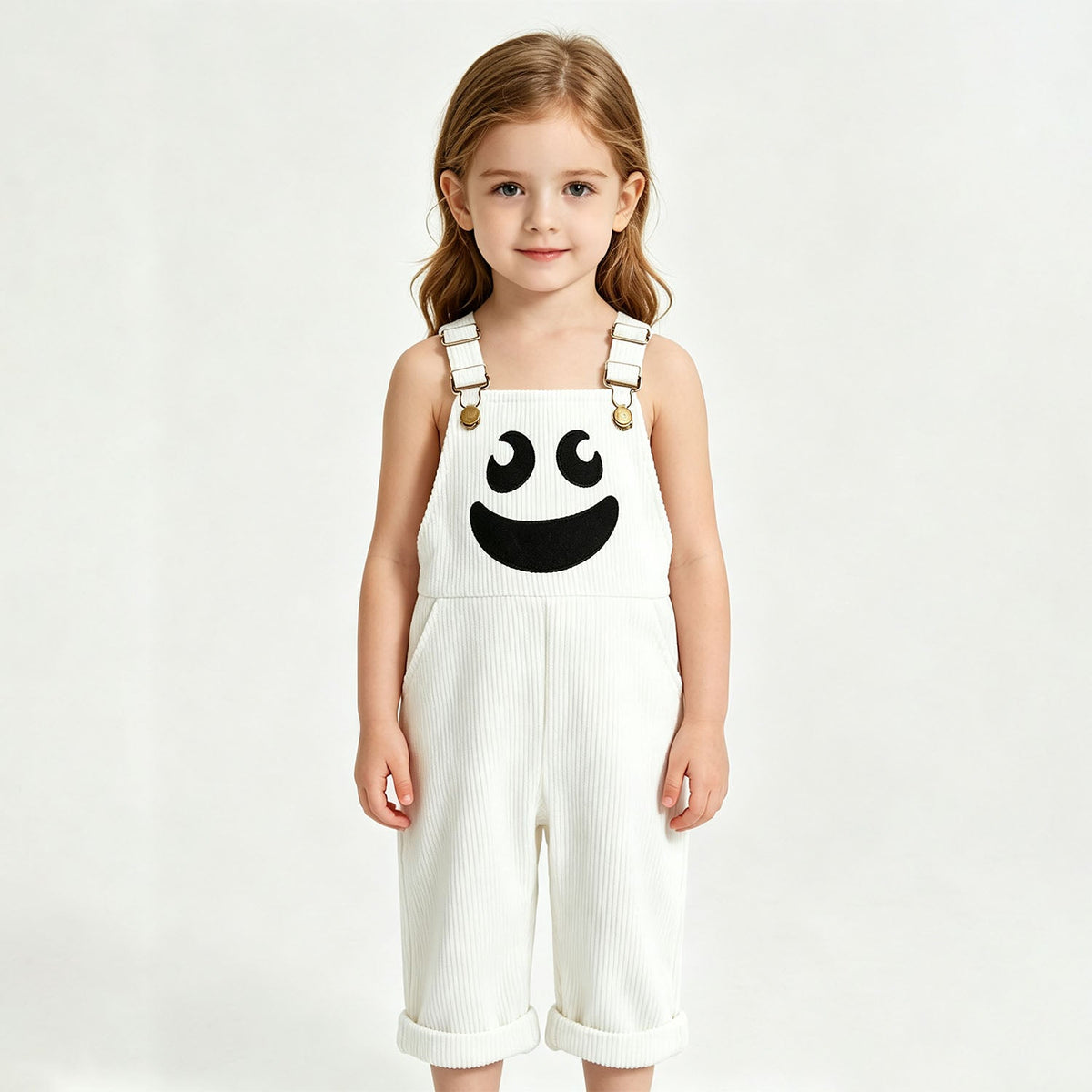 Children's Halloween Pumpkin Face Print Bib Shorts
