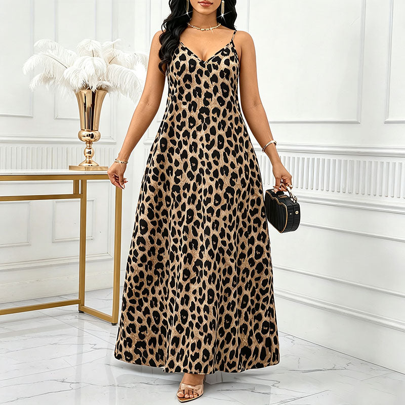 Loose-fitting printed camisole maxi dress
