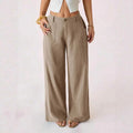 Casual, loose-fitting, mid-rise, straight-leg wide-leg trousers