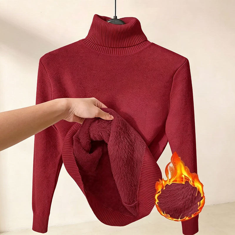 Fleece-lined high-neck knit top