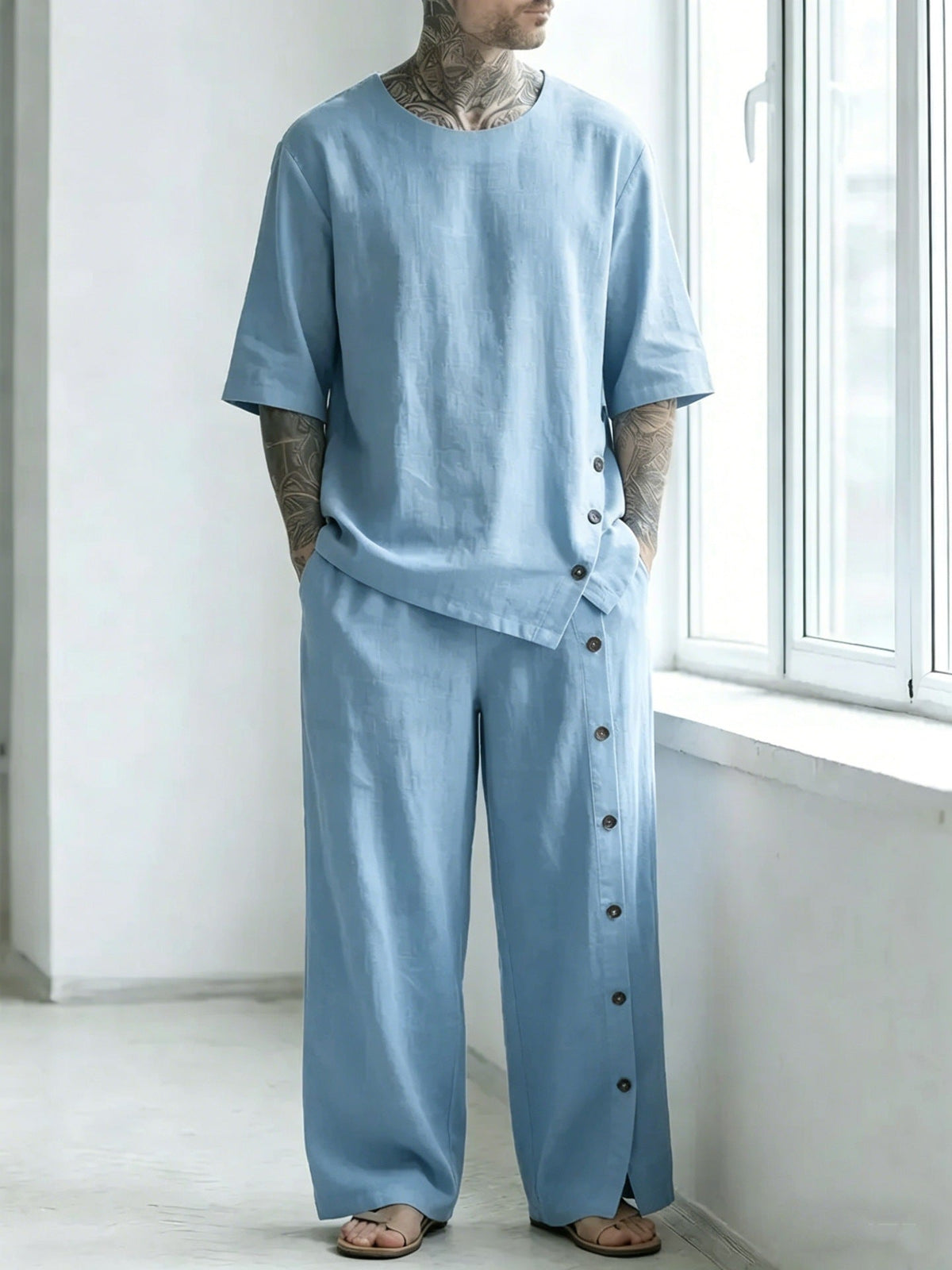 Men's Linen Shirt and Pants Set