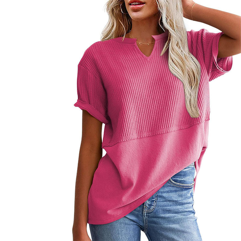 Short Sleeve V Neck Casual Top