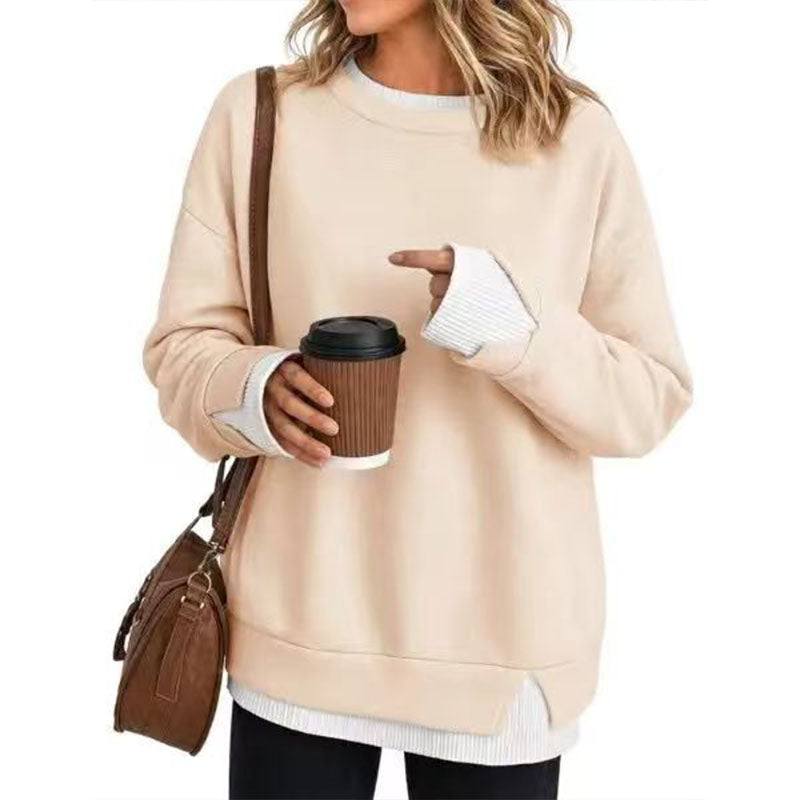 Casual crew-neck long-sleeve sweatshirt