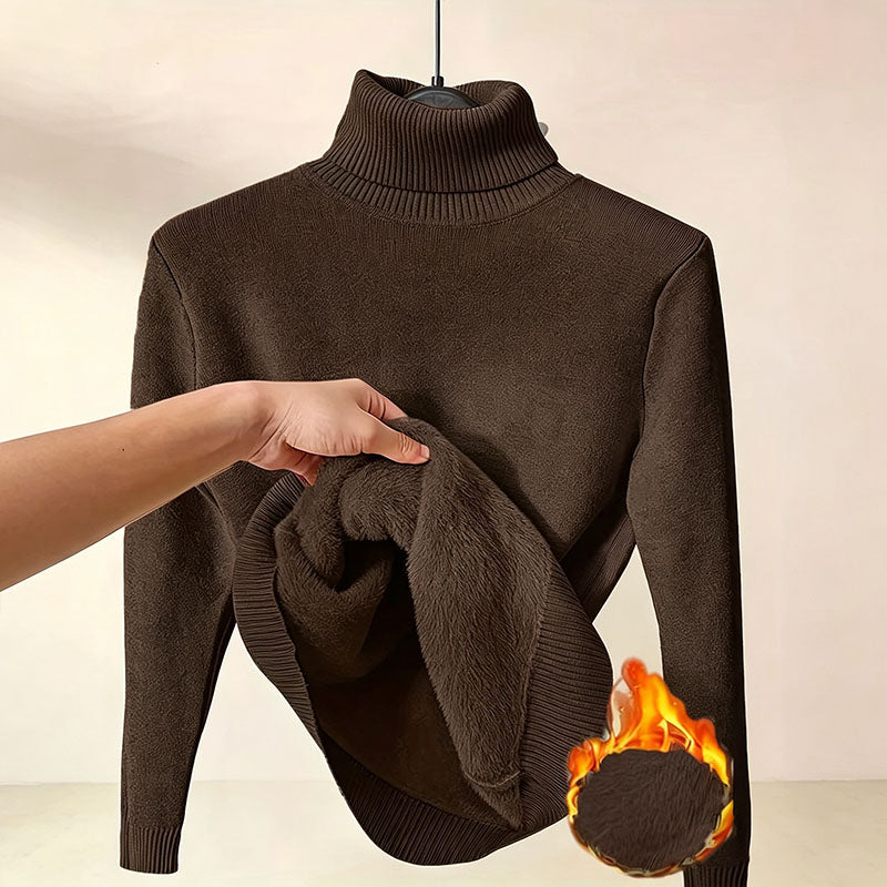 Fleece-lined high-neck knit top
