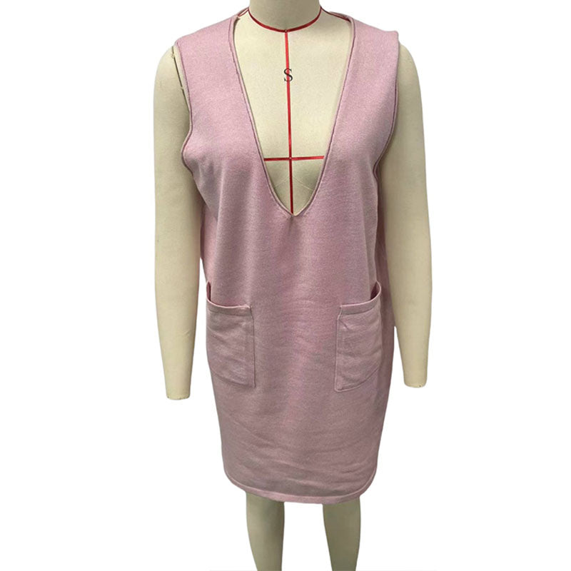 Loose V-neck pinafore dress