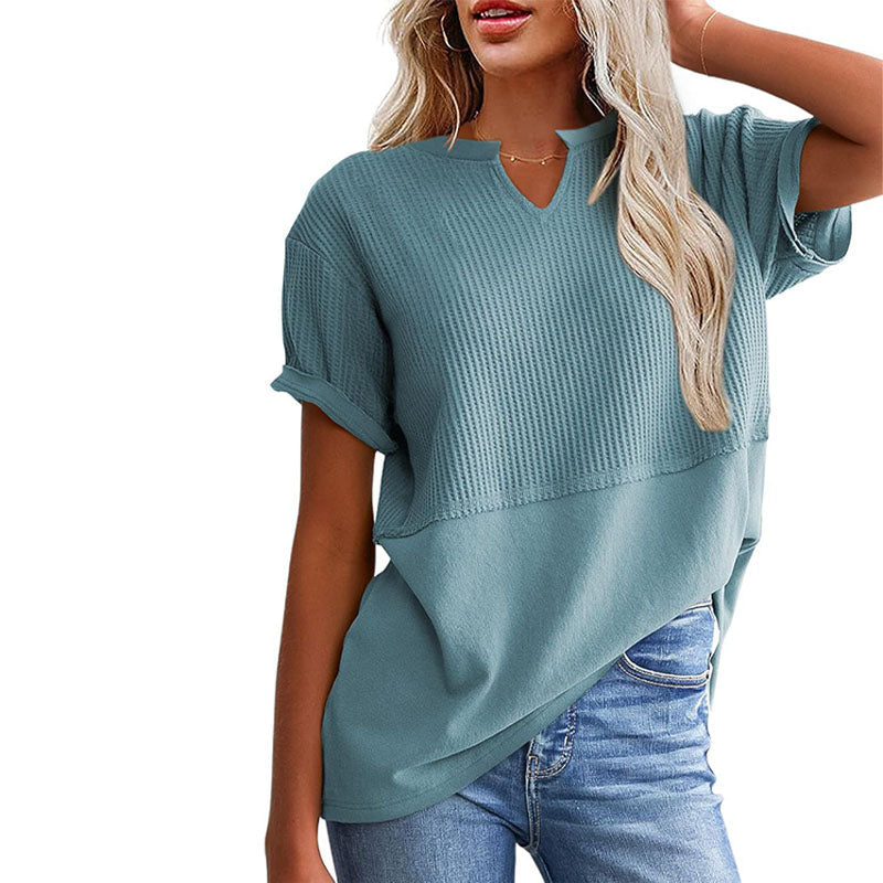 Short Sleeve V Neck Casual Top
