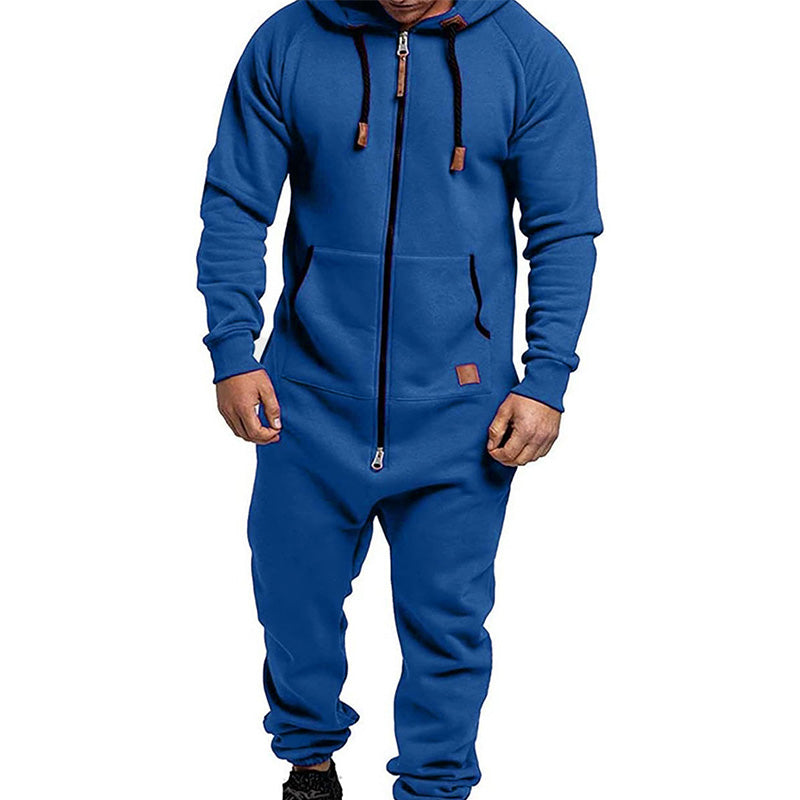 Men's hooded fleece jumpsuit