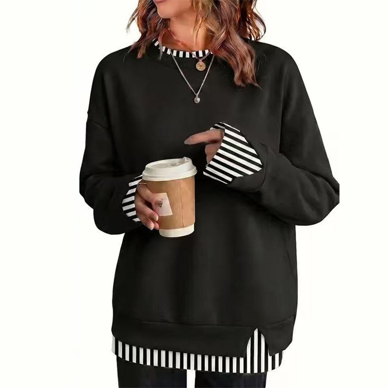 Casual crew-neck long-sleeve sweatshirt