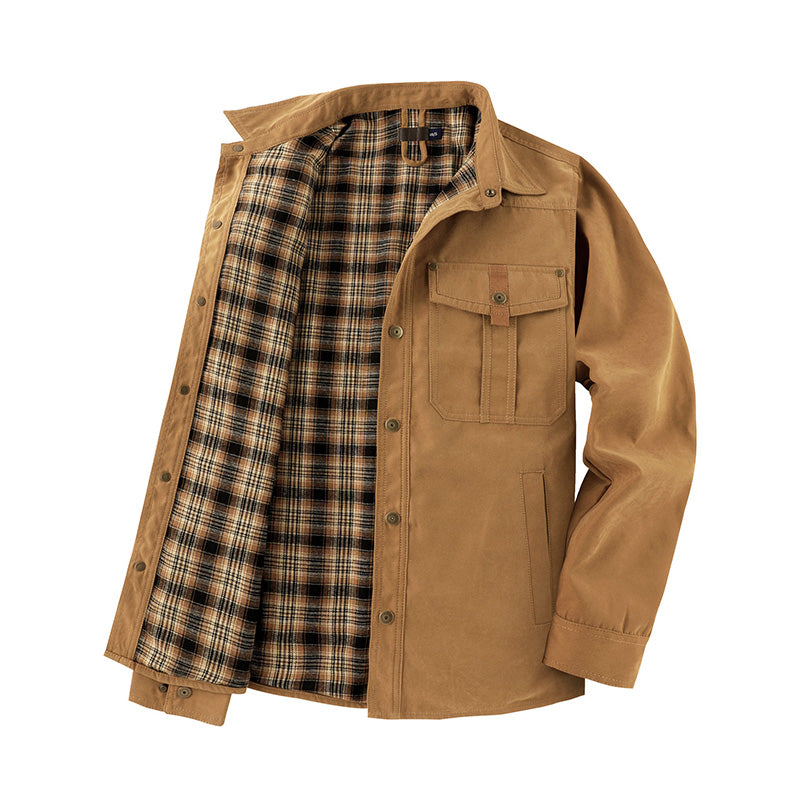 Men's plaid lined work jacket