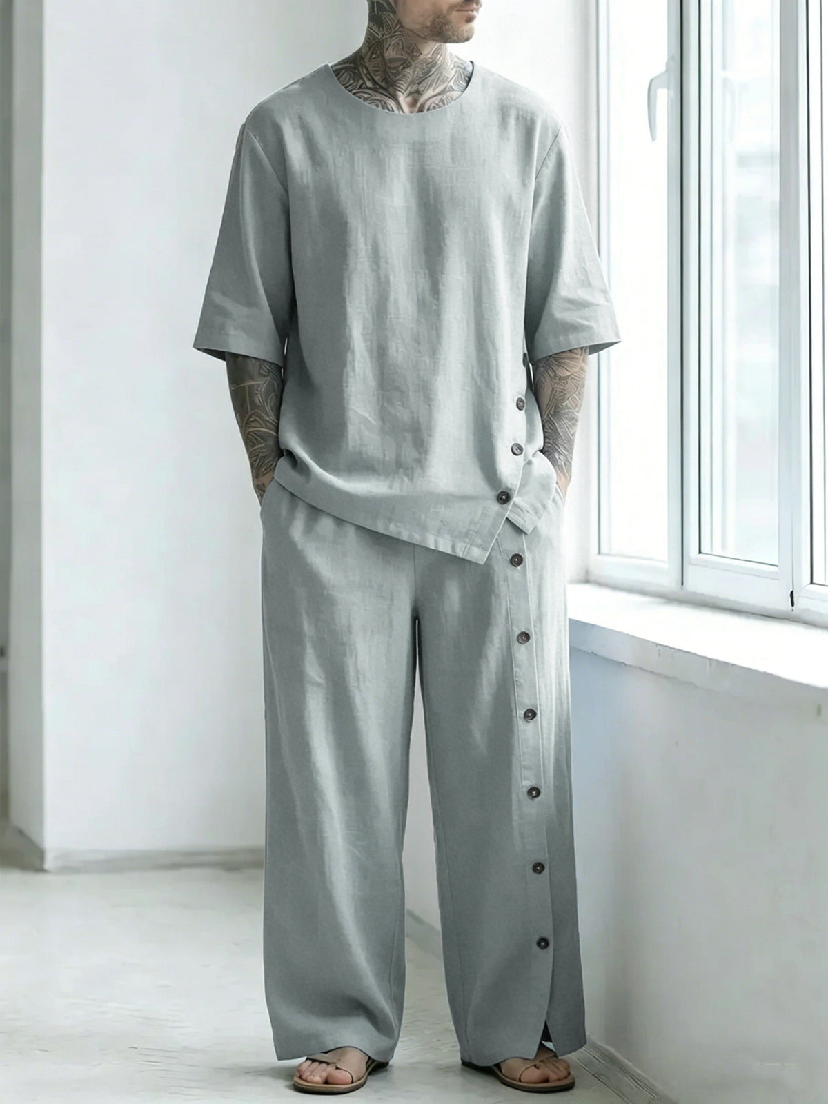 Men's Linen Shirt and Pants Set