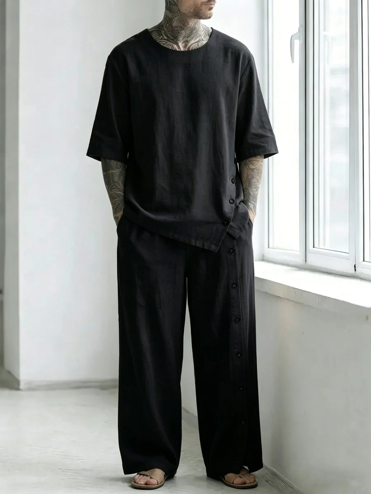 Men's Linen Shirt and Pants Set