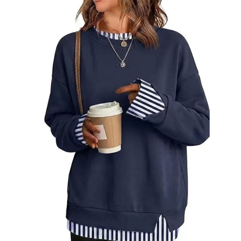Casual crew-neck long-sleeve sweatshirt