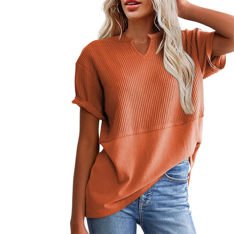 Short Sleeve V Neck Casual Top
