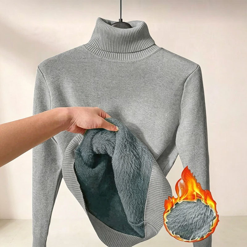 Fleece-lined high-neck knit top