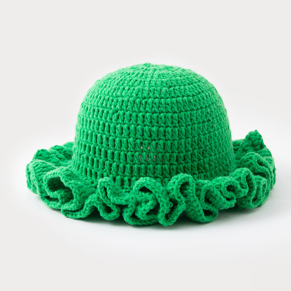 Multi-layered ruffled hand-crocheted hat