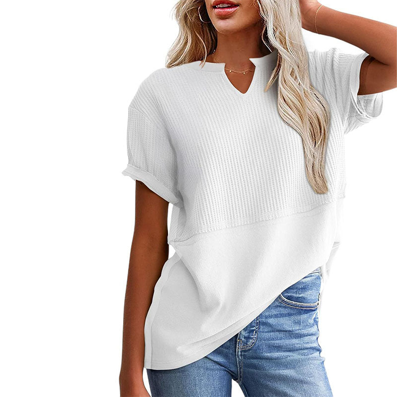 Short Sleeve V Neck Casual Top