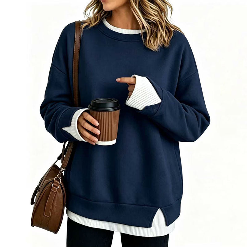 Casual crew-neck long-sleeve sweatshirt