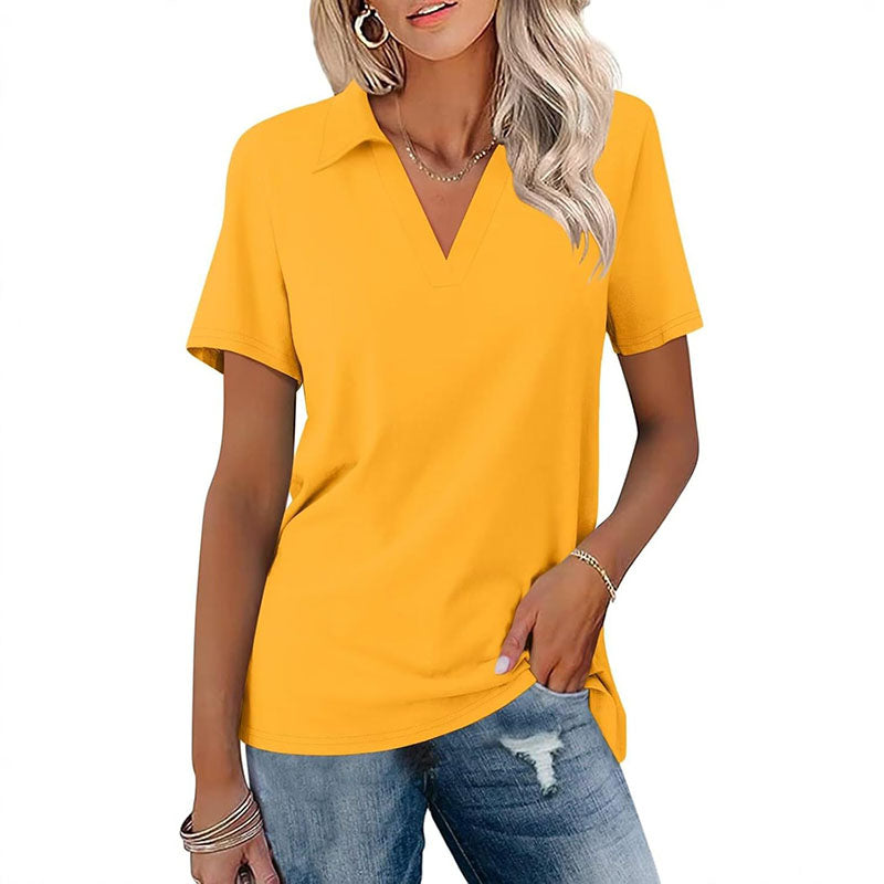 V-neck short-sleeve polo shirt