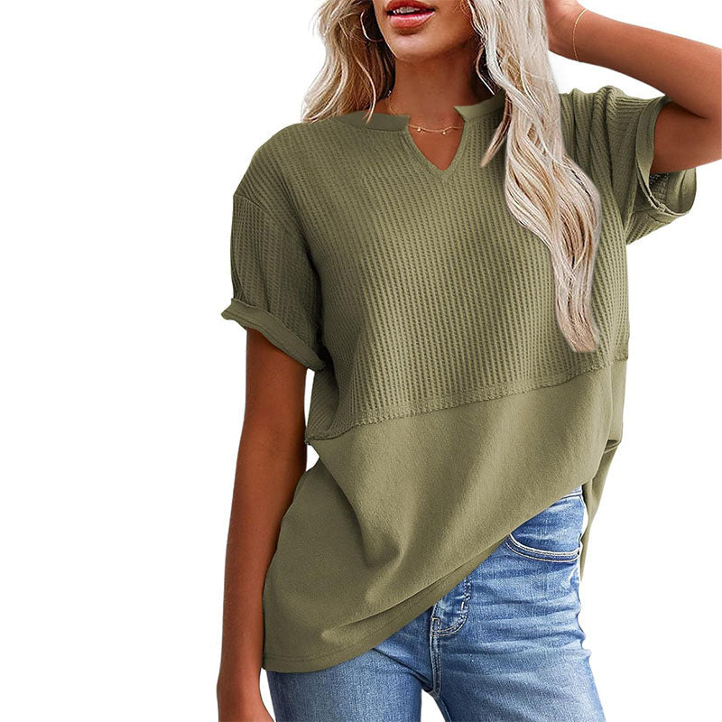 Short Sleeve V Neck Casual Top