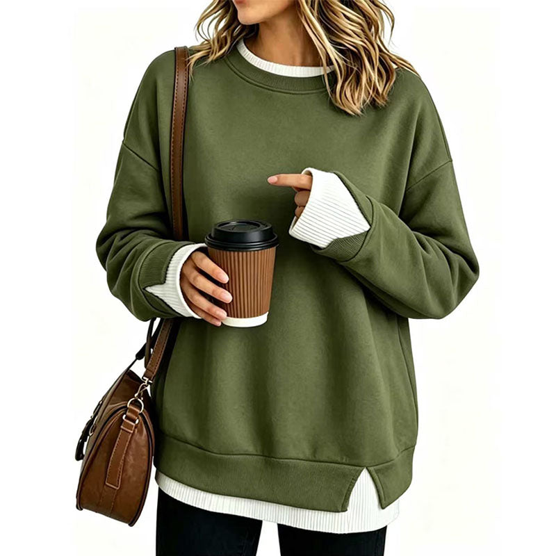 Casual crew-neck long-sleeve sweatshirt